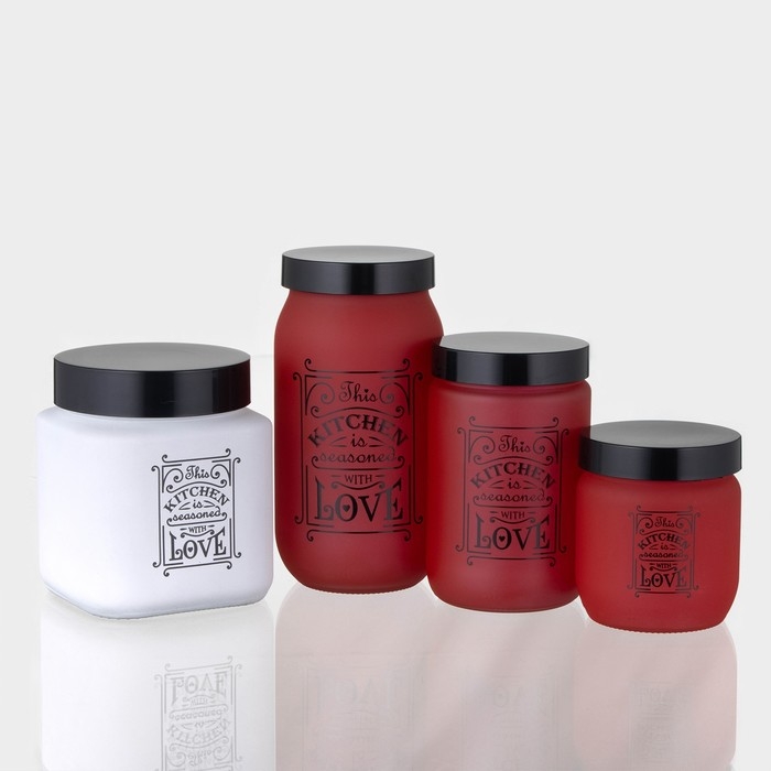 Банка стеклянная для сыпучих продуктов &laquo;Любовь на кухне&raquo;, 1 л, цвет белый