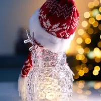 Фигура &laquo;Снеговик в красном&raquo; 28 см, 1 LED, от батареек ААА&times;3, свечение тёплое белое