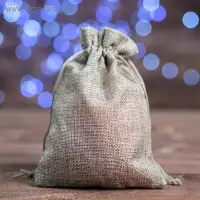 Мешочек подарочный из холщи, серый, 13&times;18 см