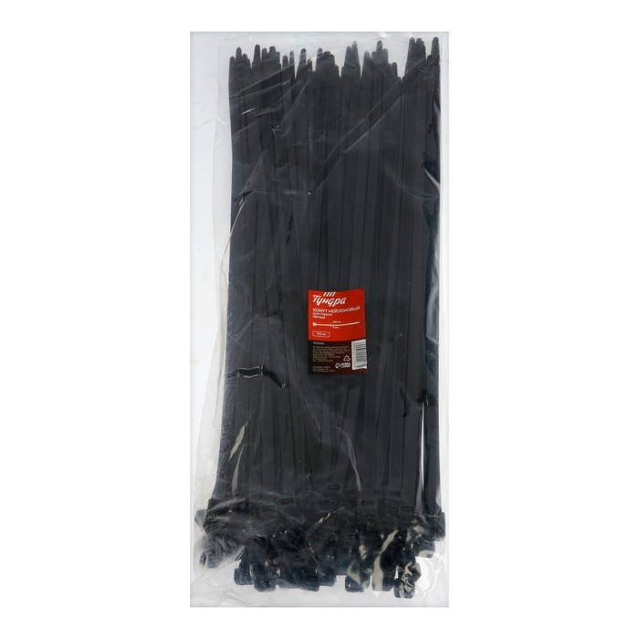 Хомут нейлоновый для стяжки, ТУНДРА, 9х450 мм, черный, 100 шт