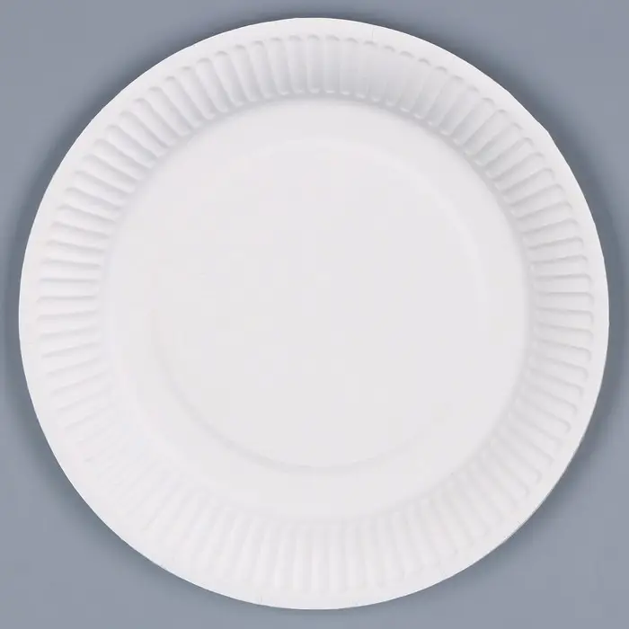 Тарелка одноразовая бумажная однотонная, голубая, 18 см