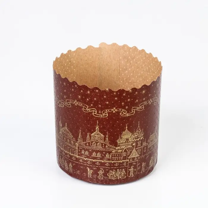 Форма для кулича бумажная Деко-про &laquo;Храм золотой&raquo;, 9&times;9 см, коричневая