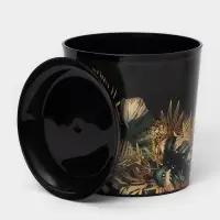 Горшок для цветов с поддоном Доляна &laquo;Голди. Листья&raquo;, 1,6 л, d=14 см, h=15,5 см, пластиковый, цвет чёрный