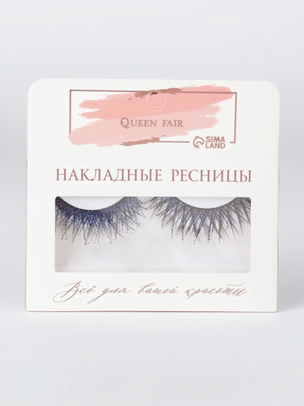 Ресницы накладные блестящие голубые пластик к/короб QF