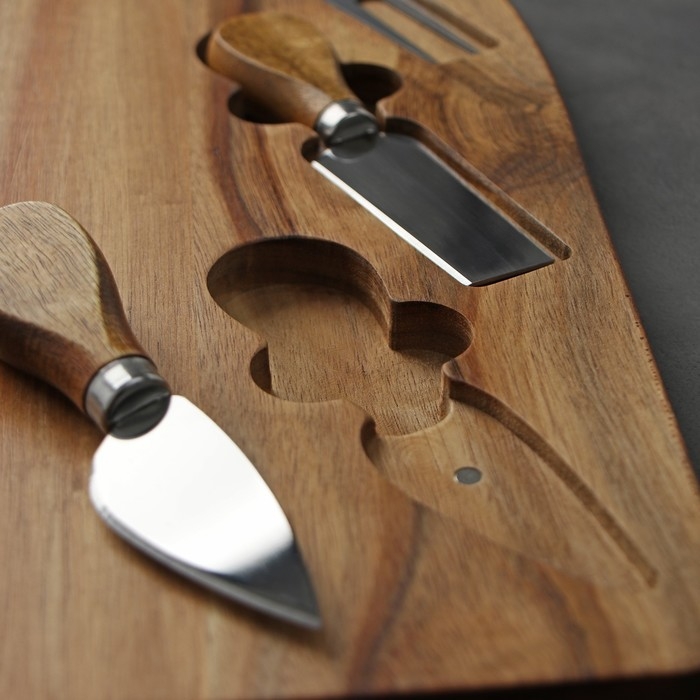 Набор для подачи сыра Magistro Bottle, 3 ножа, 48&times;17&times;1,5 см, акация