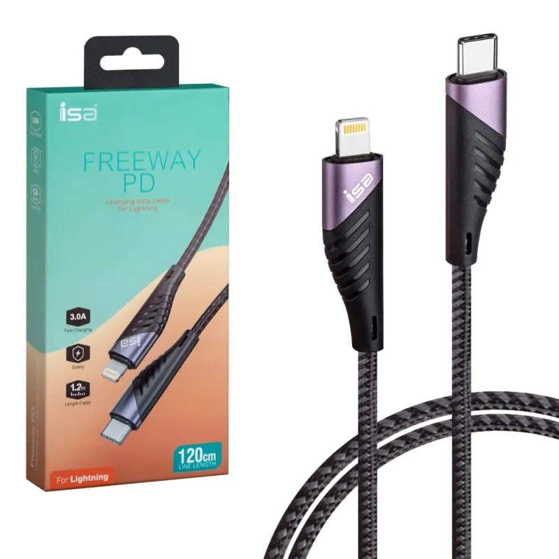 *Кабель Type-C на Lightning 1.2M 3А PD Freeway ISA U95