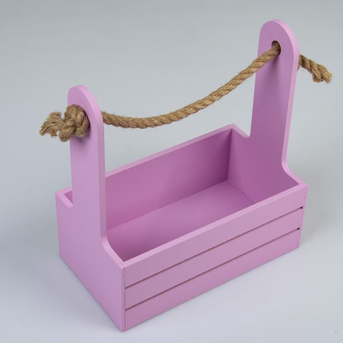 Набор кашпо деревянных 2 в 1 (25&times;15&times;30; 21&times;12&times;23 см) "Dear", ручка канат, сирень