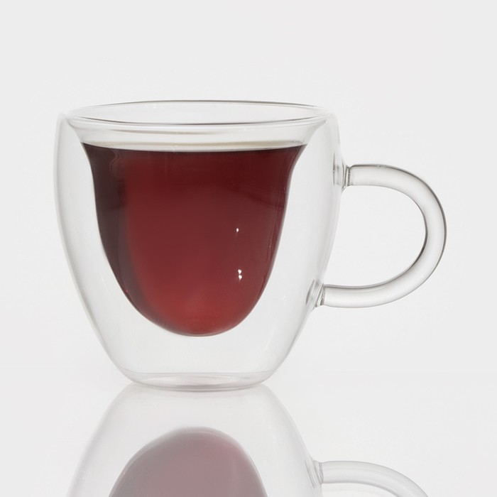 Кружка стеклянная с двойными стенками Magistro &laquo;Сердце&raquo;, 250 мл