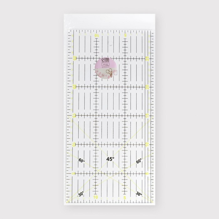 Линейка для квилтинга и пэчворка, 30 &times; 15 см, толщина 3 мм, цвет МИКС