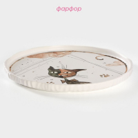 Тарелка фарфоровая обеденная Доляна &laquo;Коты-аристократы&raquo;, d=26,5 см, цвет белый