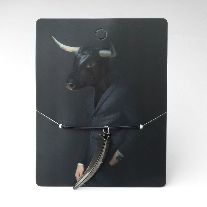 Кулон унисекс &laquo;Клык&raquo;, цвет чернёное серебро на чёрном шнурке, 42 см