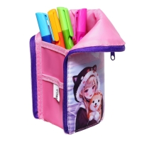 Пенал тубус-подставка, 85 х 210 х 65 мм, мягкий, тканевый, Calligrata, ПМО 12-20 "Друзья корея"