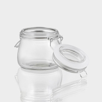 Банка стеклянная для хранения сыпучих продуктов &laquo;Оптима&raquo;, 100 мл, 9&times;7,2&times;7,5 см, с бугельным замком
