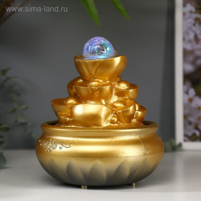 Фонтан настольный от сети, подсветка Фонтан настольный от сети, подсветка "Гора золотых слитков" 18,5х15х15 см
