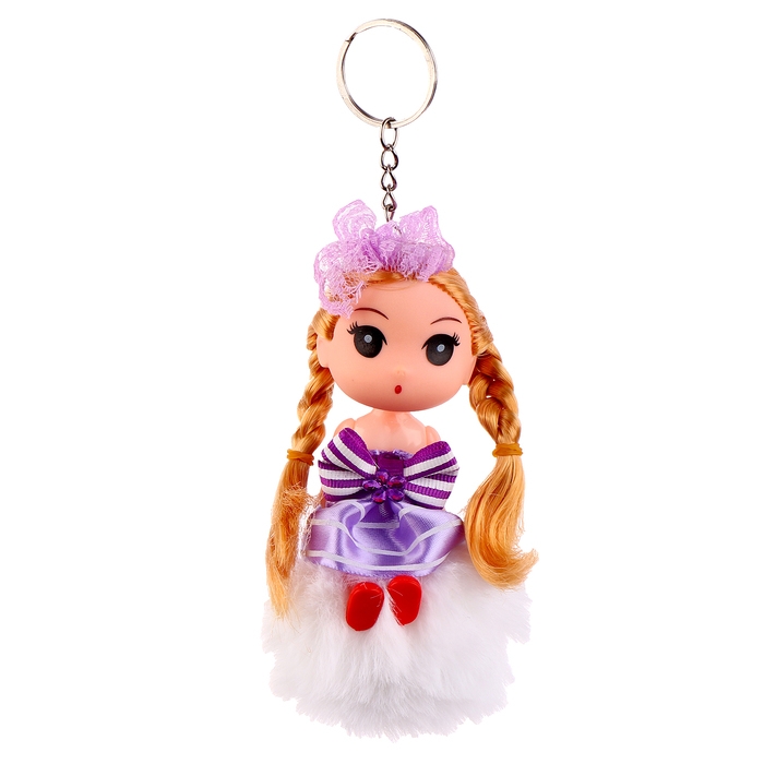 Кукла-брелок &laquo;Блонди&raquo; на белом помпоне, 14 см