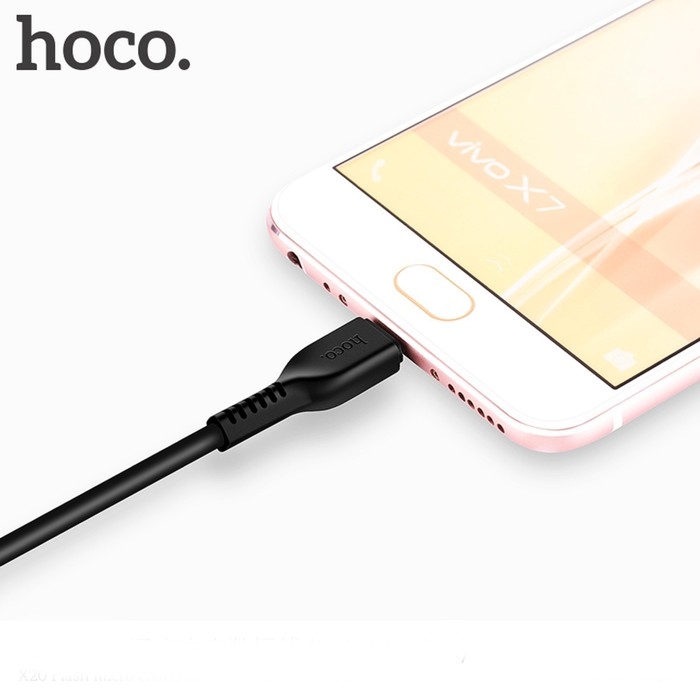 Кабель Hoco X20, microUSB - USB, 2 А, 3 м, PVC оплетка, черный