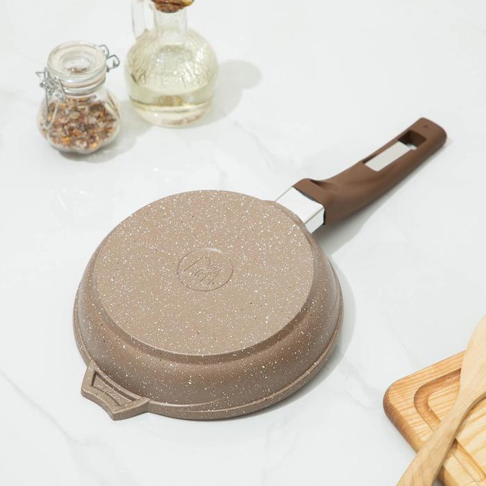 Сковорода &laquo;Гранит Brown&raquo;, d=18 см, пластиковая ручка, антипригарное покрытие, цвет коричневый