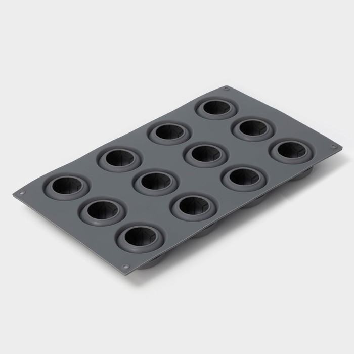 Форма для выпечки и муссовых десертов KONFINETTA &laquo;Паутина&raquo;, силикон, 29,5&times;17,5&times;2,5 см, 12 ячеек (4,2&times;2,5 см), цвет серый