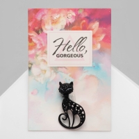 Брошь &laquo;Кошка&raquo; грациозная, цвет чёрный