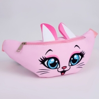 Сумка поясная детская для девочки "Кошечка", 31 х см, отдел на молнии, цвет красный