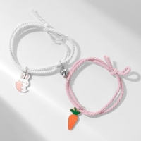 Браслеты &laquo;Неразлучники&raquo; ассоль, заяц и морковка, цвет бело-розовый