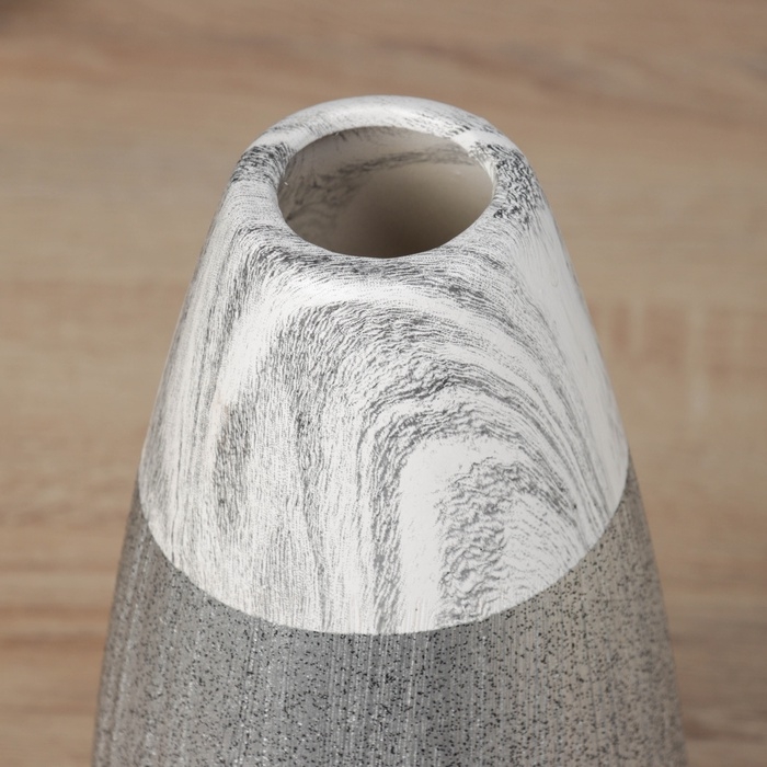 Ваза керамика настольная "Бригэм" бочка, диам.отвер.- 4см, h-24,5х12 см, бело-серый