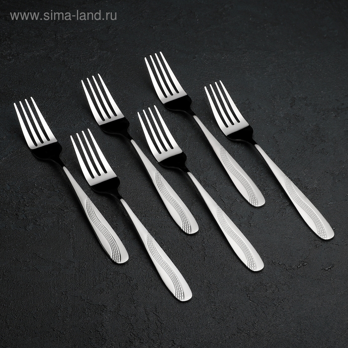 Набор столовых приборов из нержавеющей стали &laquo;Водопад&raquo;, 24 предмета, на подставке, цвет серебряный