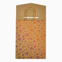 Пакет с клапаном &laquo;С Днём рождения&raquo;, звезды, крафт, глиттер, 19,5 &times; 10 &times; 25.2 см