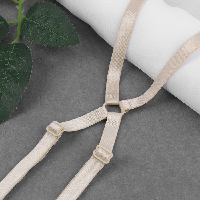 Бретели текстильные, крестообразные, 1 см, цвет бежевый