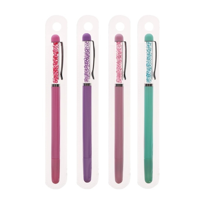 Ручка гелевая Calligrata "Стразы", 0.5 мм, синяя, корпус МИКС