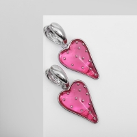 Серьги ассорти &laquo;Сердце&raquo; клубника, цвет розовый в серебре
