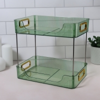 Органайзер для хранения, с ручками, 2 секции, 31 &times; 20 &times; 29 см, цвет зелёный/золотистый