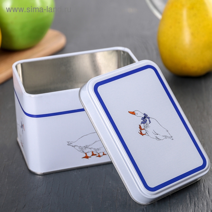 Банка для сыпучих продуктов &laquo;Гуси&raquo;, 400 мл, прямоугольная, цвет белый