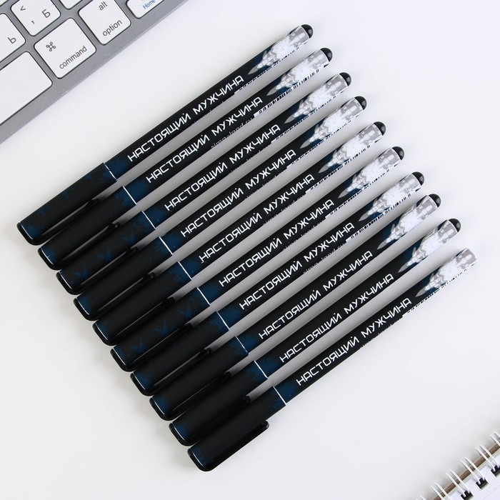 Ручка шариковая синяя паста 0.7 мм с колпачком &laquo;Герой и защитник&raquo; пластик софт-тач