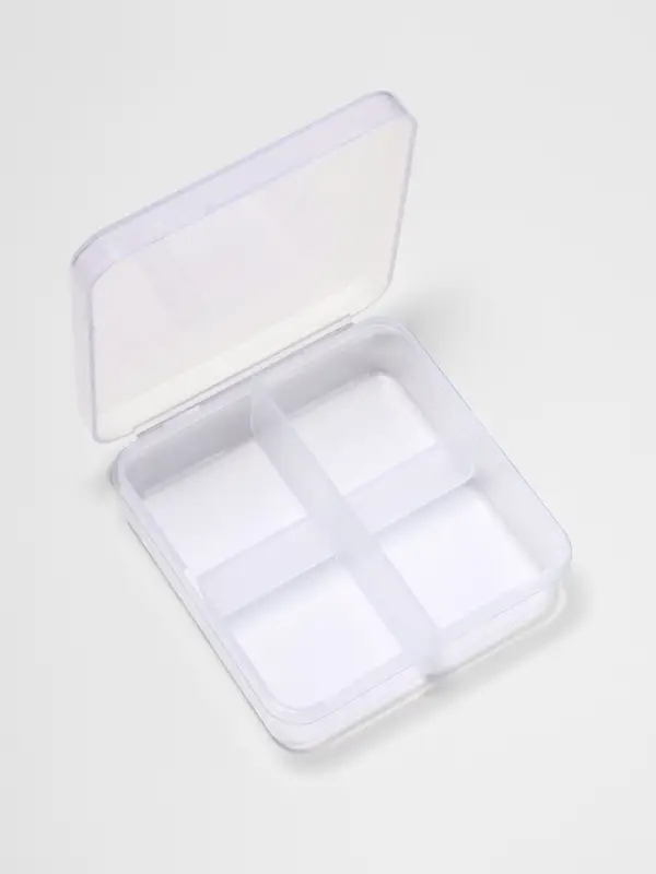Таблетница, 4 секции, 7&times;6.7&times;2.4 см, прозрачная