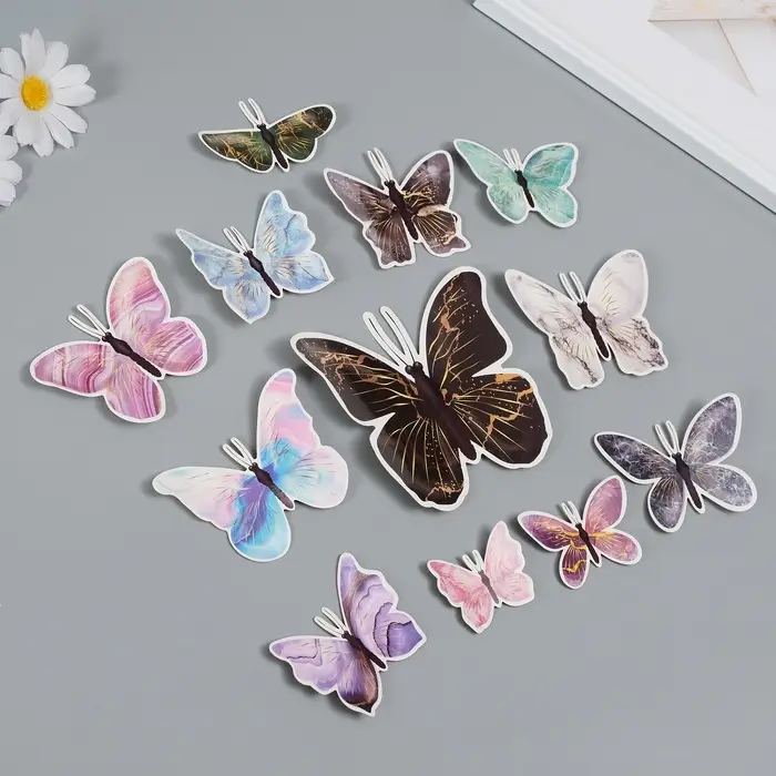 Набор магнитов на холодильник &laquo;Мрамор с золотом&raquo;, 12 шт., картон, h=4-10 см