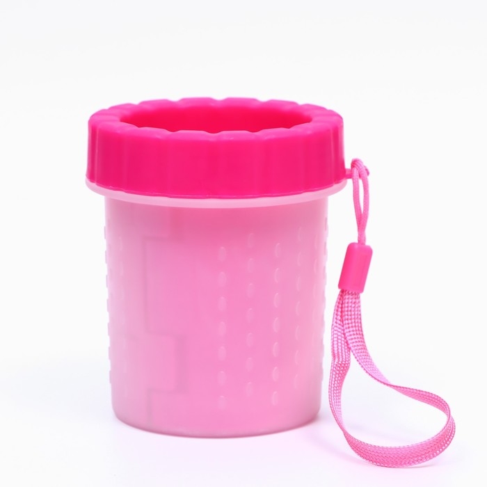 Лапомойка для кошек и собак с силиконовыми ворсинками 9 х 9 х 11 см, розовая