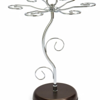 Подставка для бокалов, серебристая с коричневым основанием, на 6 бокалов