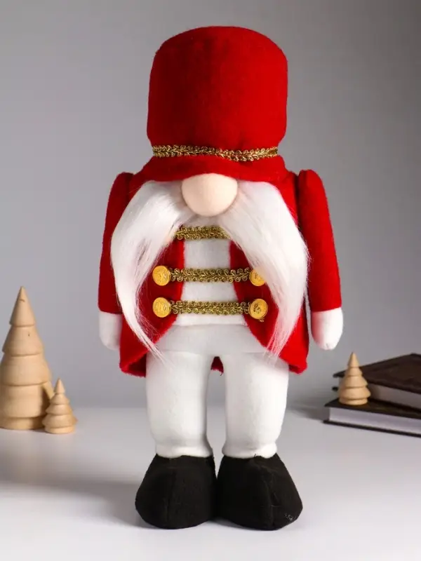Кукла интерьерная "Гном-генерал в красном мундире" 18х11х33 см