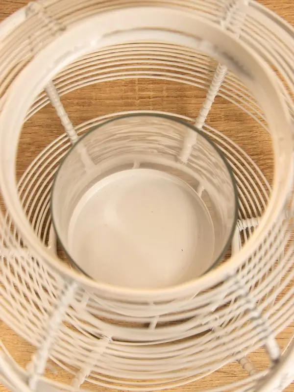 Подсвечник фонарь со стеклянной колбой, 19&times;19&times;18 см, d=9 см, металл, белый