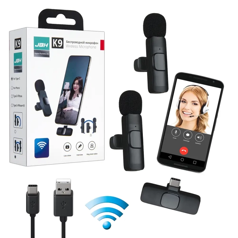 Микрофон беспроводной Type-C K9 2 in1 JBH