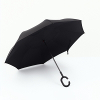 Зонт - наоборот &laquo;Однотон&raquo;, механический, 8 спиц, R = 53/61 см, цвет чёрный