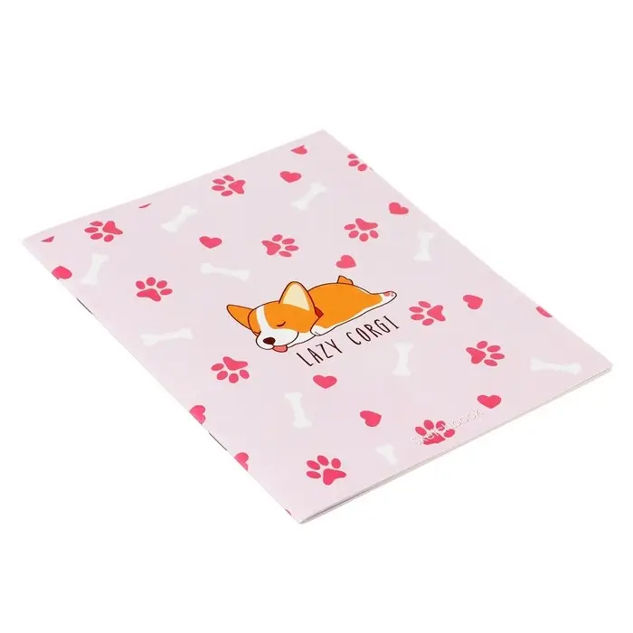 Тетрадь для скетчей А5, 16 листов Lazy corgi, обложка мелованный картон, блок 100 г/м2
