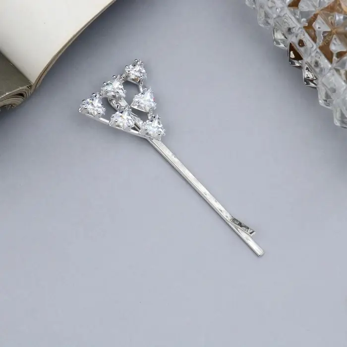 Невидимка для волос &laquo;Вивьен&raquo;, геометрия, 5 см, серебро