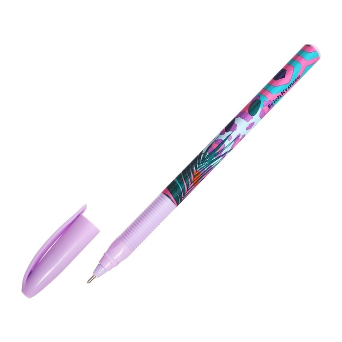Ручка шариковая ErichKrause U-109 Stick&Grip Tropical, узел 1.0 мм, чернила синие, резиновый держатель, длина линии письма 1000 метров