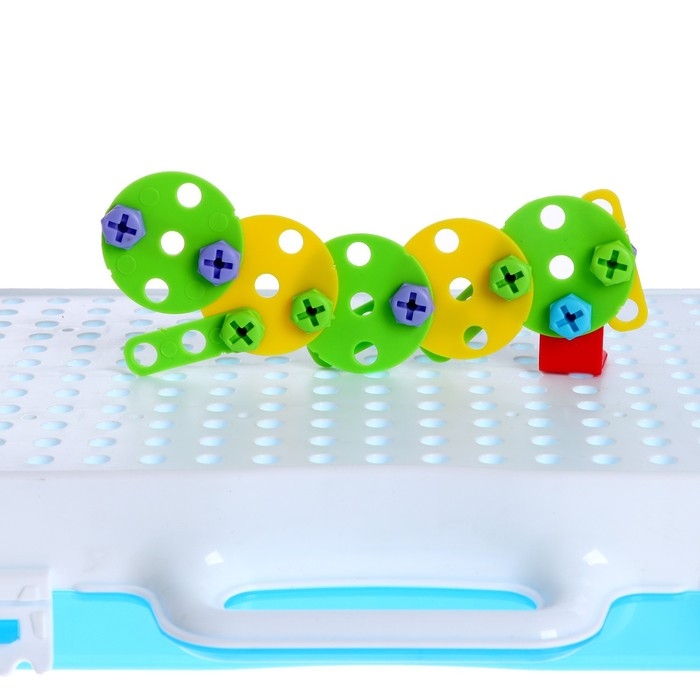 Конструктор в чемодане &laquo;Объёмная мозаика&raquo;, с электрическим шуруповертом, 40 моделей, 200 деталей