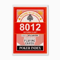 Карты игральные пластиковые "8012", 54 шт, 28 мкм, красные, 6.3 х 8.8 см