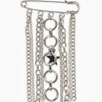 Булавка с подвесами "Звезды", цвет серебро L=6см