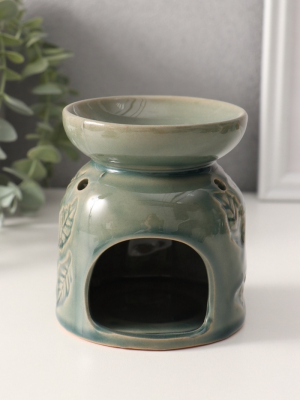 Аромалампа керамика "Листья" морская лагуна 9,5х9,5х10,8 см