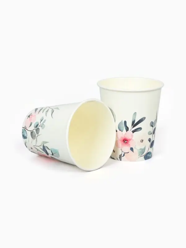 Стакан одноразовый бумажный &laquo;Цветы&raquo;, 250 мл
